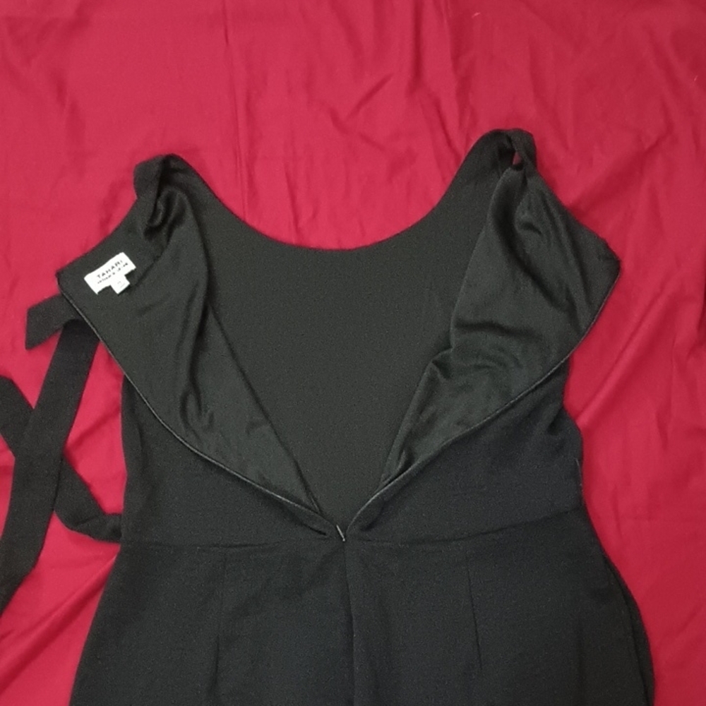 Tahari Black Jumpsuit With Tie Waist Back Zipper Spring Summer Stylish Size 14 - Picture 8 of 8